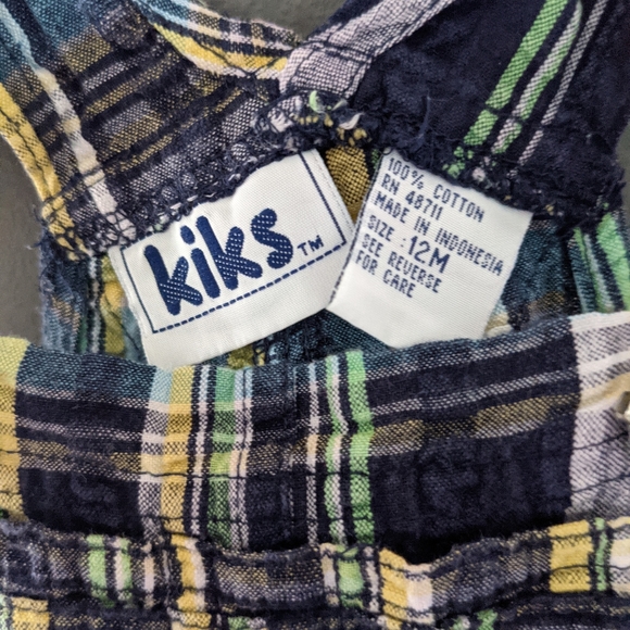 Plaid shortalls/ short overalls. - Picture 3 of 3